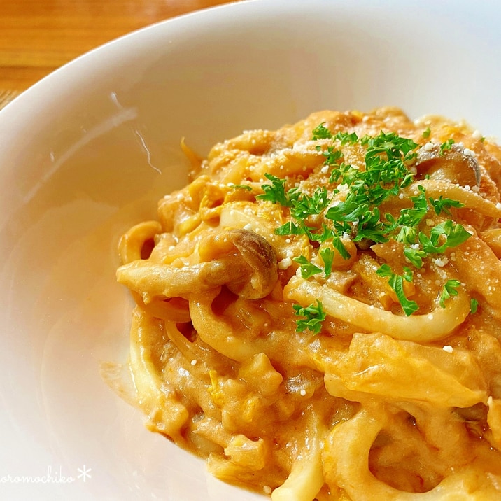 豆乳で♡白菜とツナのトマトクリームうどん